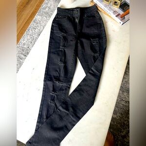Fashion Nova Destroyed Black Jeans